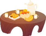 桌子水果月饼茶杯香蕉
