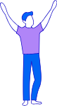 举手紫色男子卡通运动