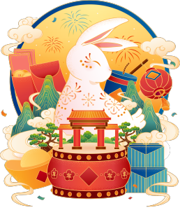 生肖兔子手绘中国风插画