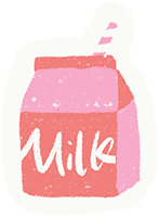 牛奶饮料饮品蜡笔画装饰