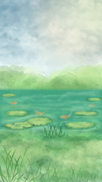 池塘荷花图片绿色背景